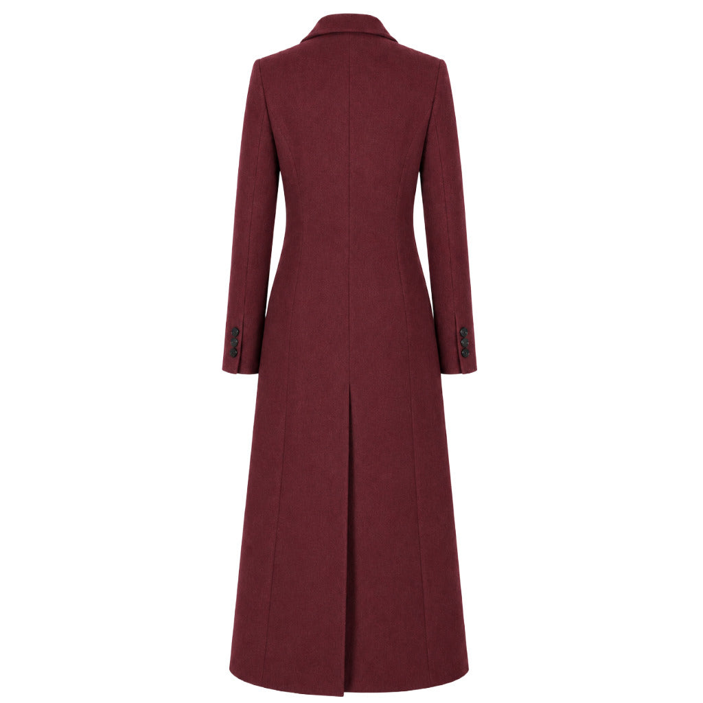 LORO PIANA-紅色長版單排扣羊毛大衣