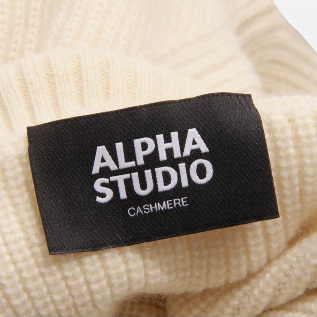 ALPHA STUDIO-白色高領羊絨毛衣