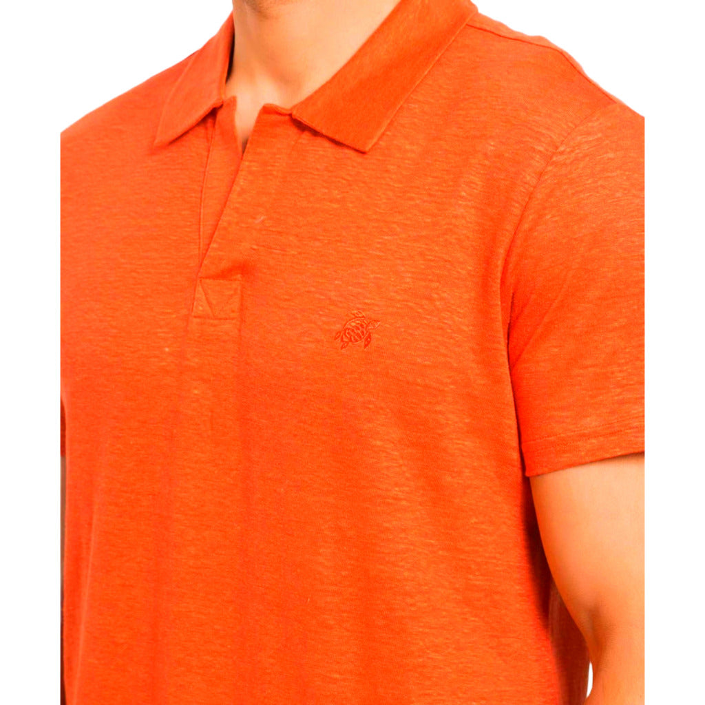 VILEBREQUIN - 法式老錢風格亞麻布短袖橘色POLO衫
