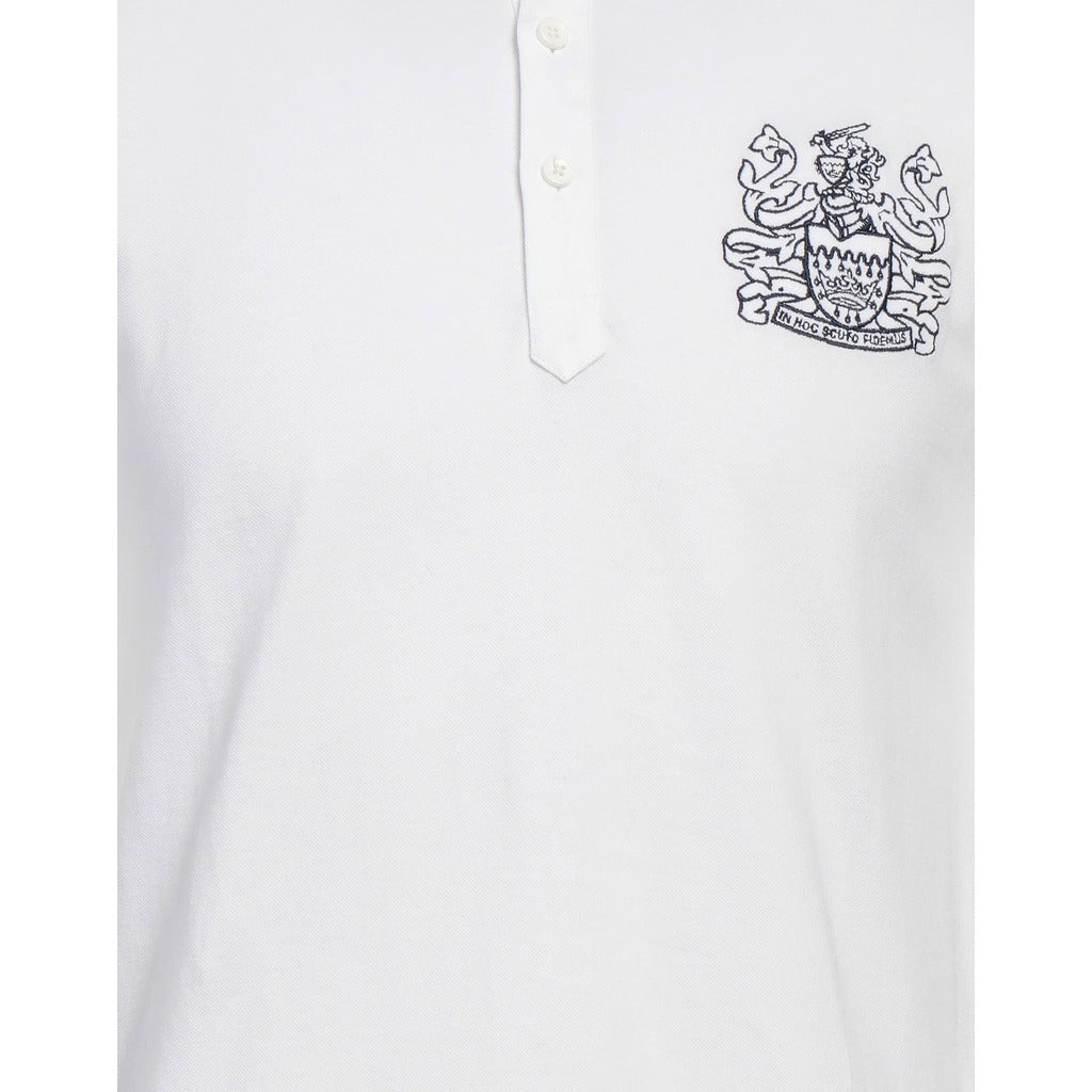 AQUASCUTUM - 英倫風格經典徽章標誌短袖白色POLO衫
