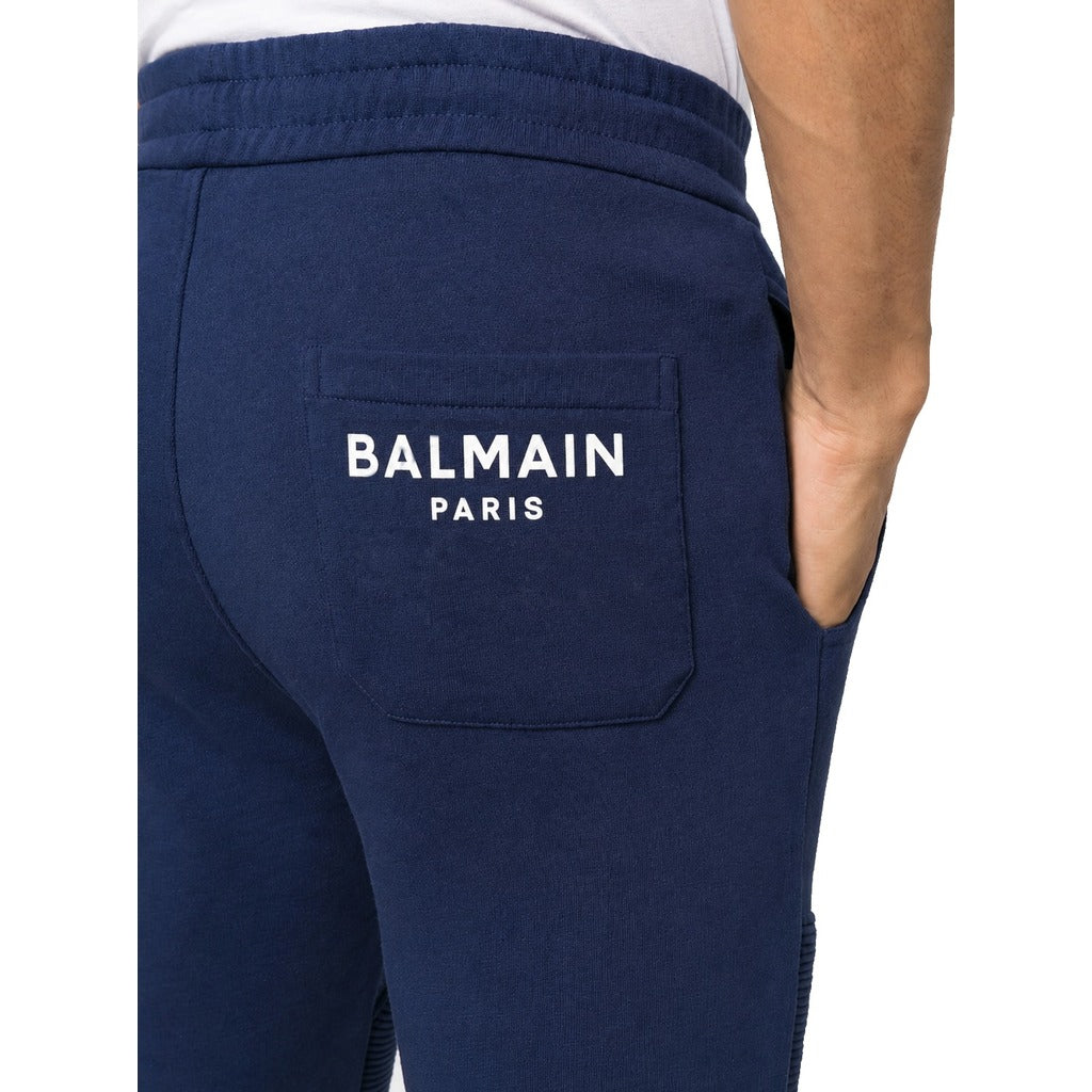 BALMAIN-藍色立體羅紋慢跑褲