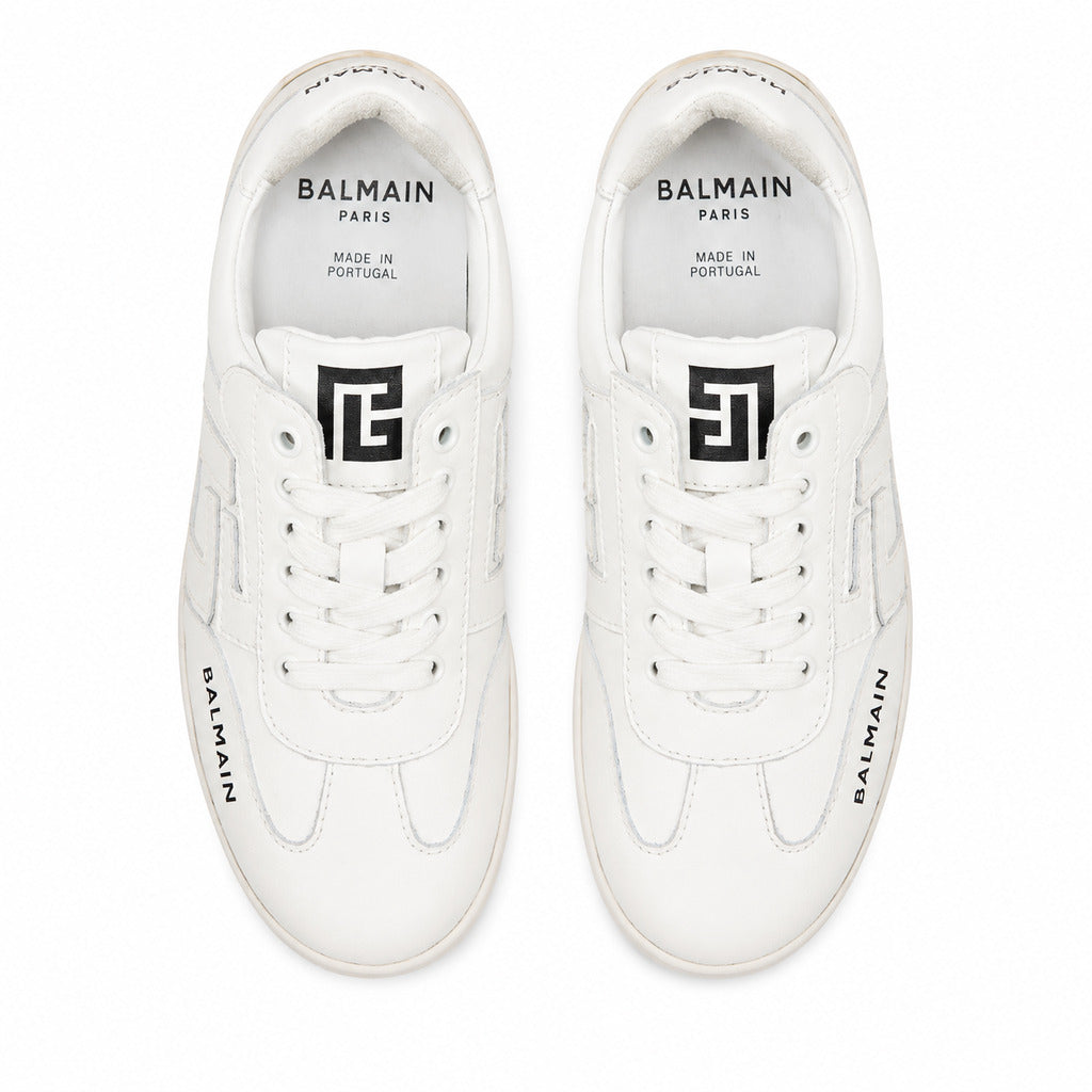 BALMAIN-白色皮革休閒鞋