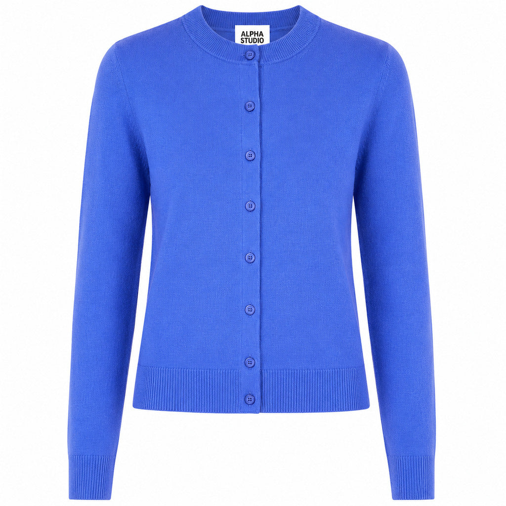 ALPHA STUDIO-櫻桃紅羊毛開襟衫