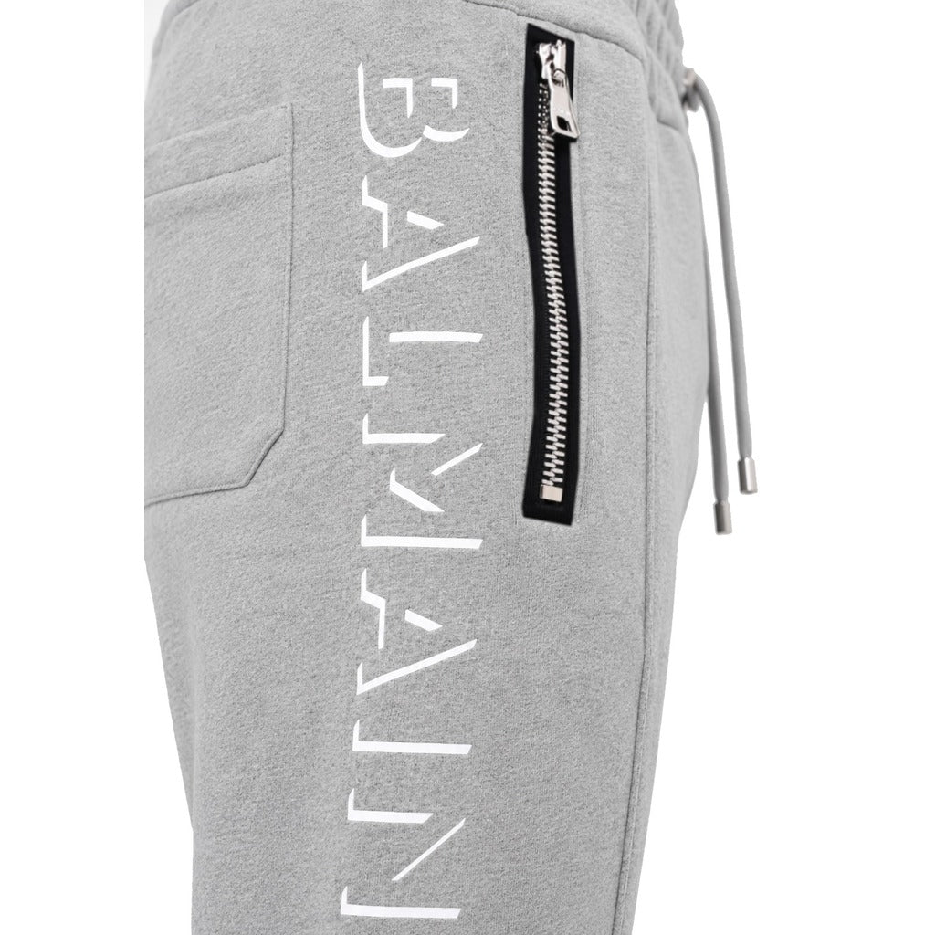BALMAIN-灰色品牌印花慢跑褲