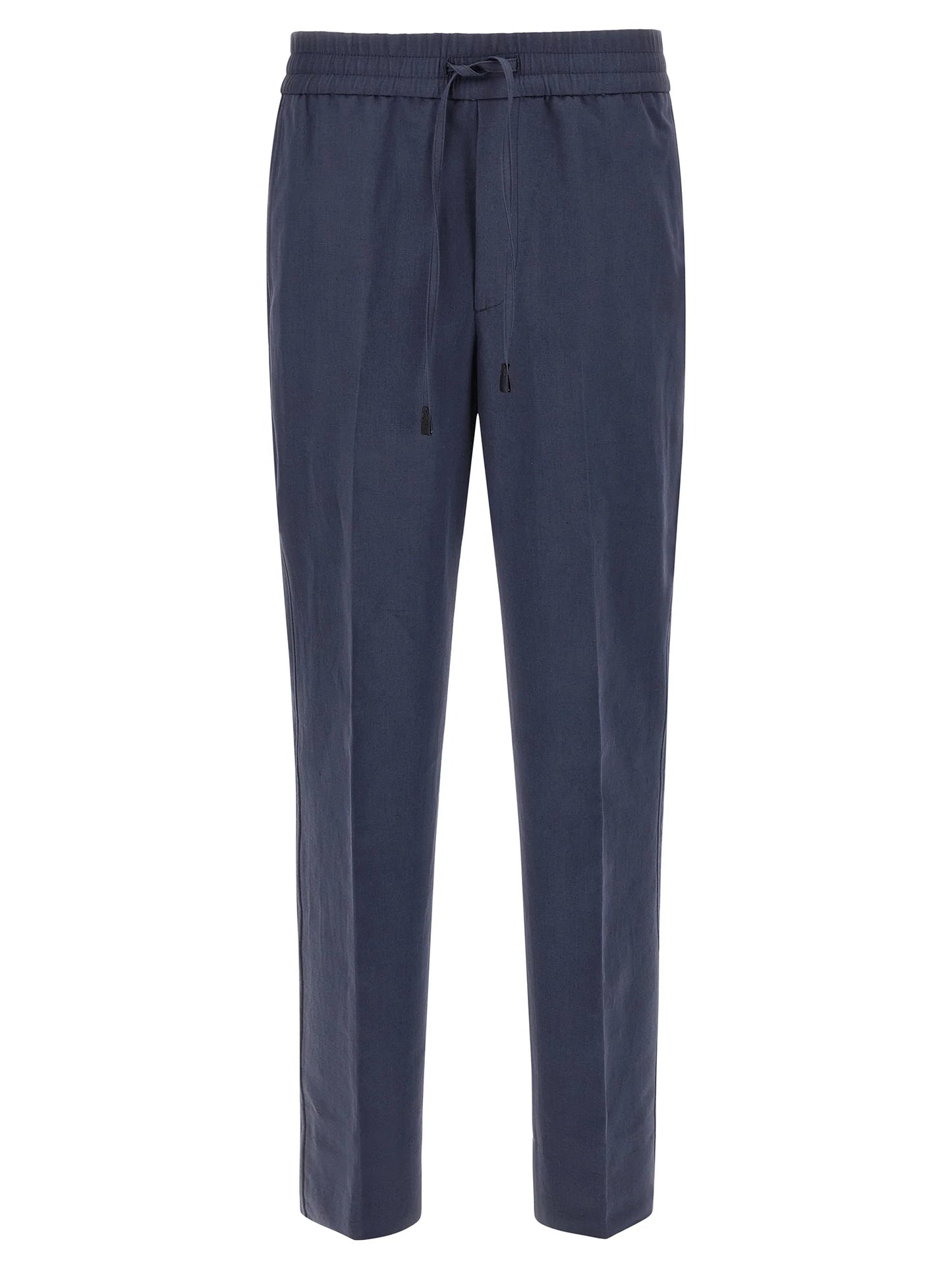 BRIONI－藍色亞麻棉抽繩休閒西裝褲