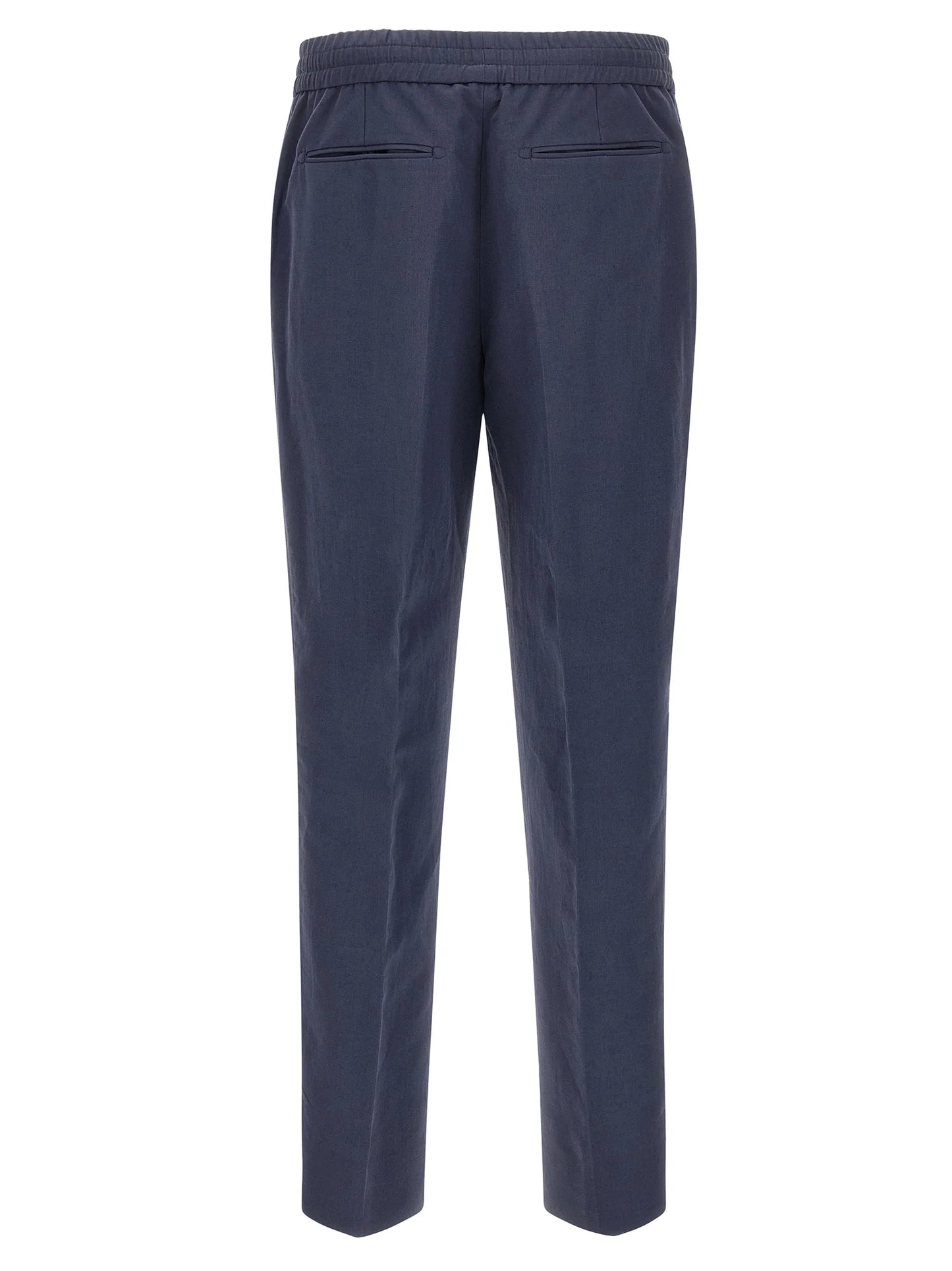 BRIONI－藍色亞麻棉抽繩休閒西裝褲