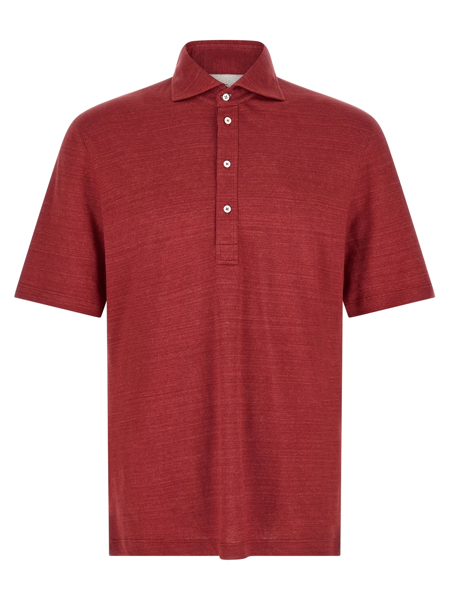 BRUNELLO CUCINELLI－紅色亞麻棉經典POLO衫