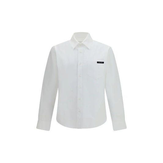 PRADA－白色純棉禮服長袖襯衫