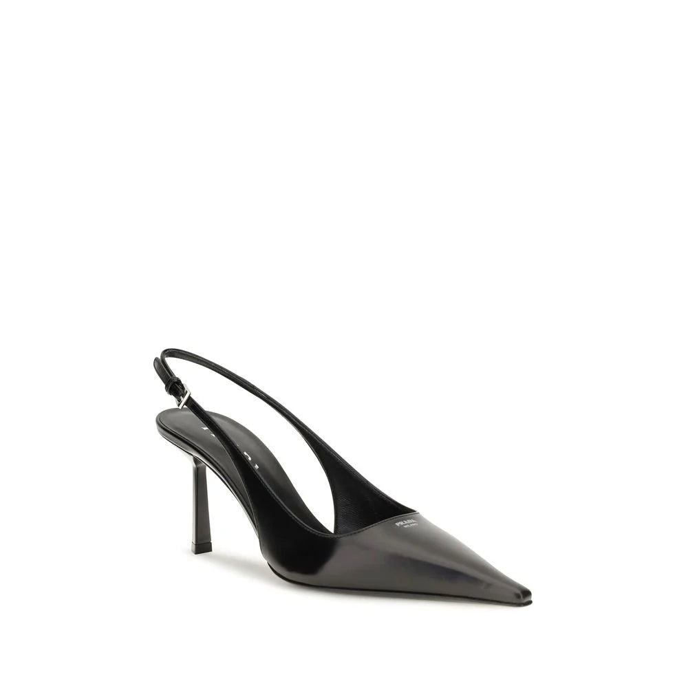 PRADA－黑色小牛皮尖頭高跟鞋