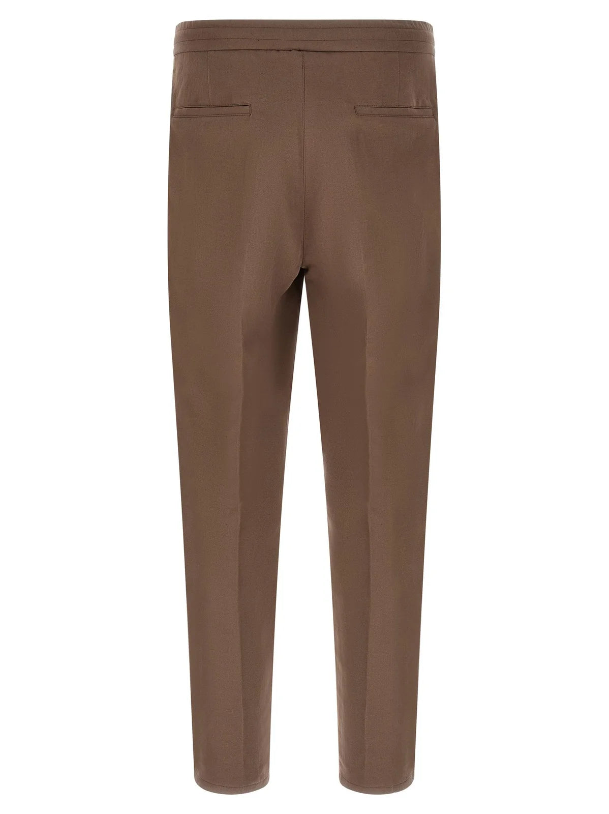 BRUNELLO CUCINELLI－棕色亞麻棉休閒長褲