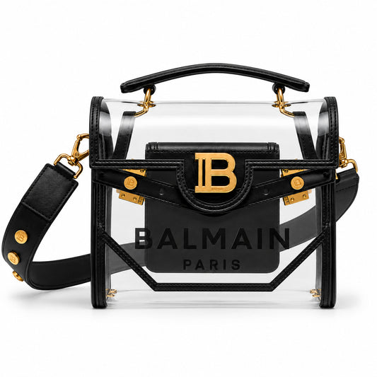 BALMAIN－透明PVC B-Buzz手袋