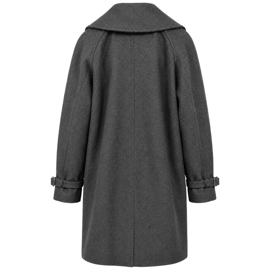 MAX MARA－黑灰色V領駱毛大衣