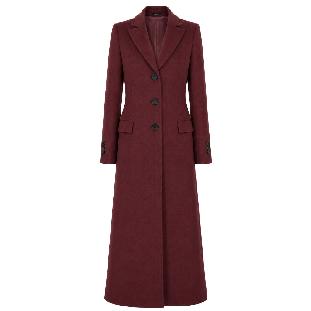 LORO PIANA－紅色長版單排扣羊毛大衣