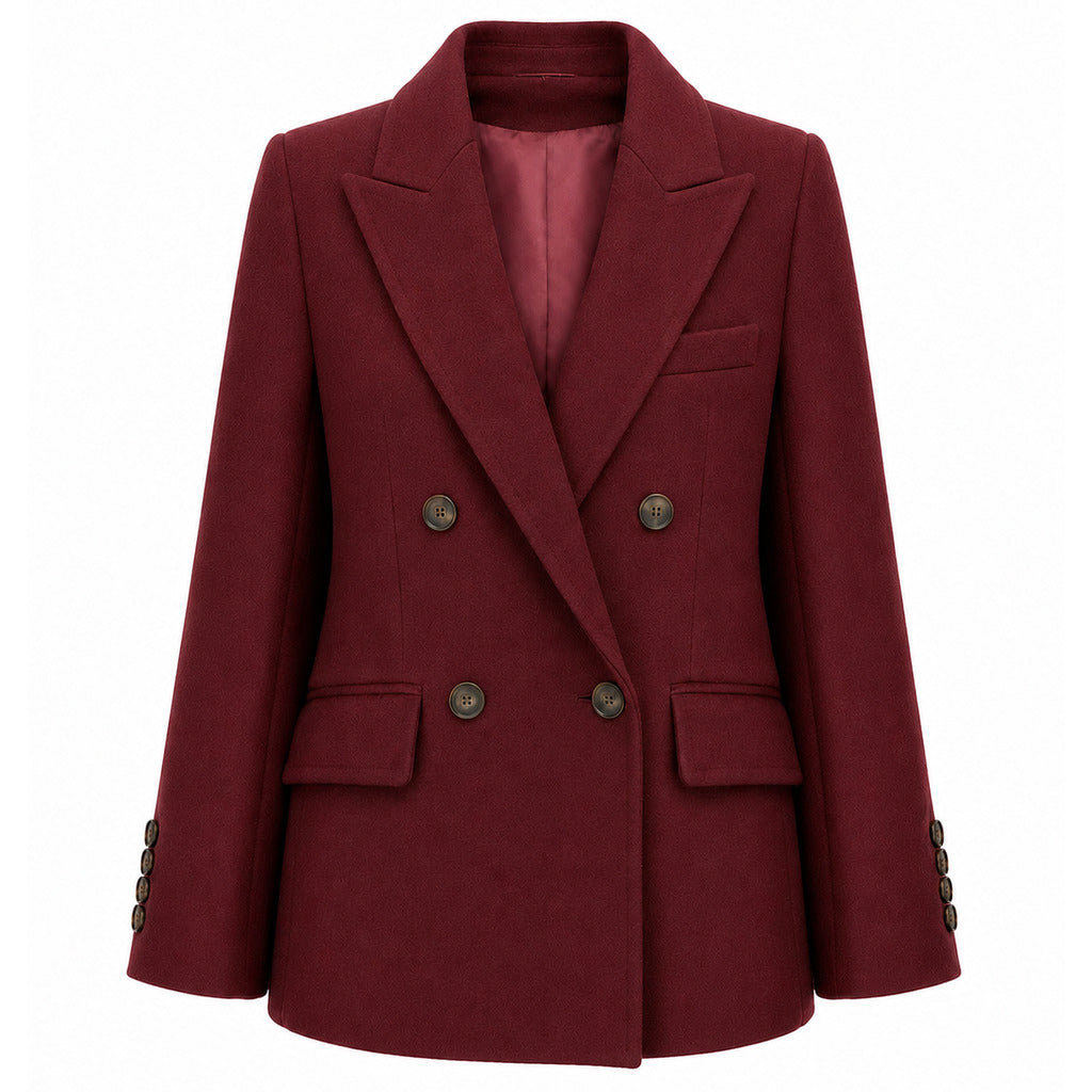 LORO PIANA－經典短版翻領雙排扣羊毛外套