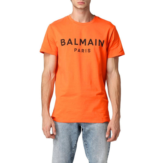 BALMAIN－橘色品牌標誌字體T恤