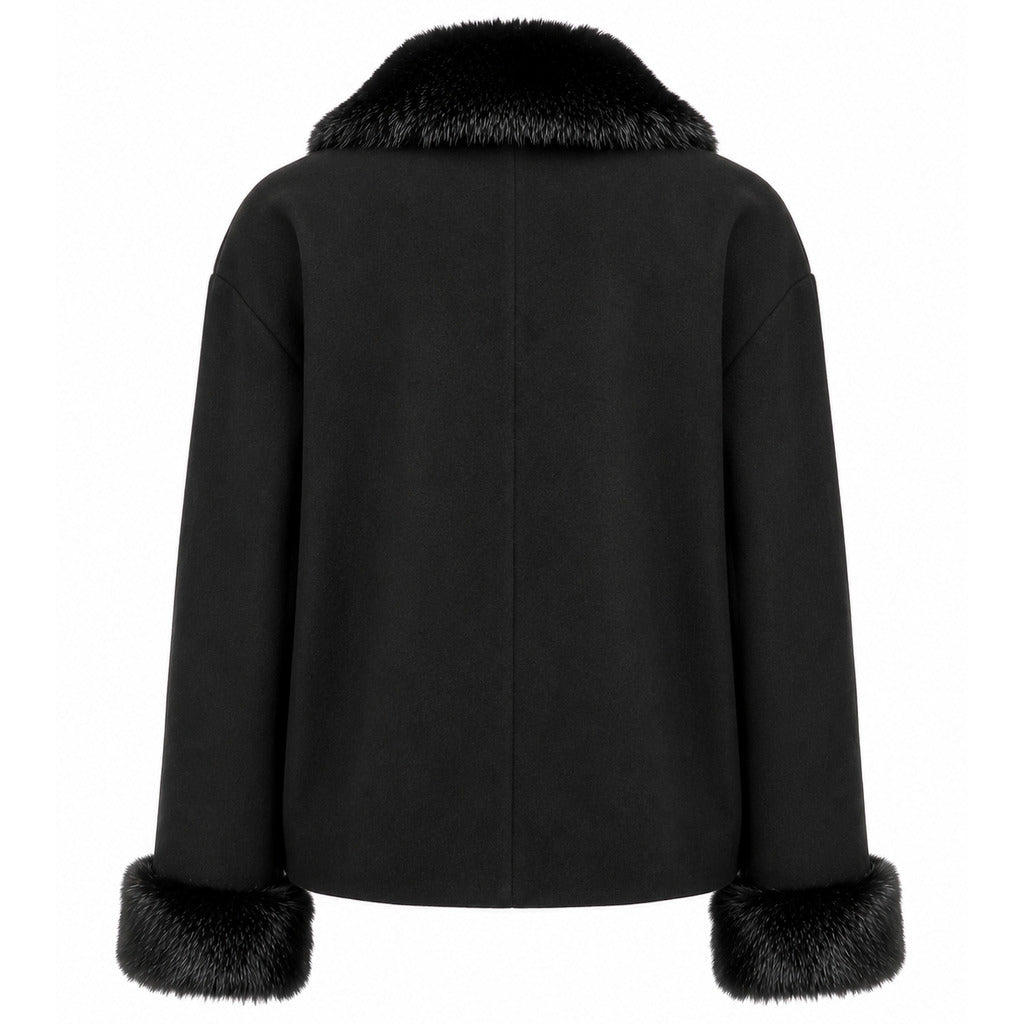 LORO PIANA－狐毛造型滾邊短版羊毛外套
