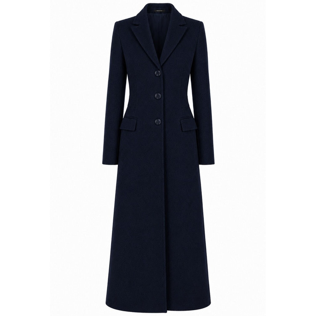 LORO PIANA－米色長版單排扣羊毛大衣