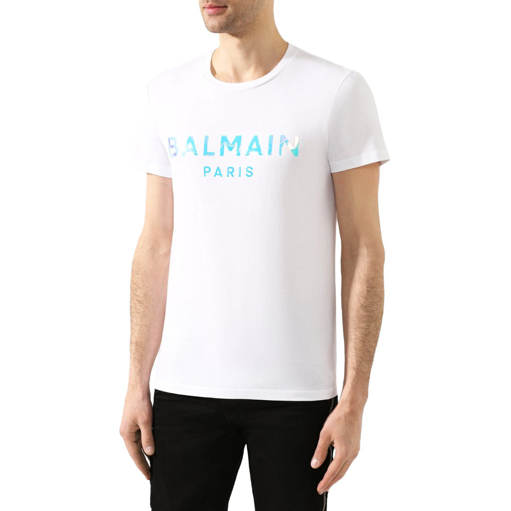 BALMAIN－白色螢光Paris標誌字體T恤