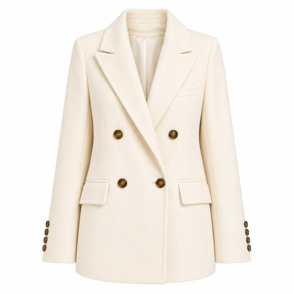 LORO PIANA－經典短版翻領雙排扣羊毛外套