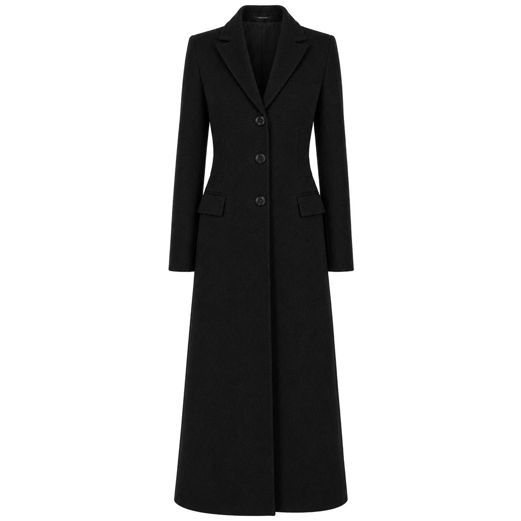 LORO PIANA－米色長版單排扣羊毛大衣