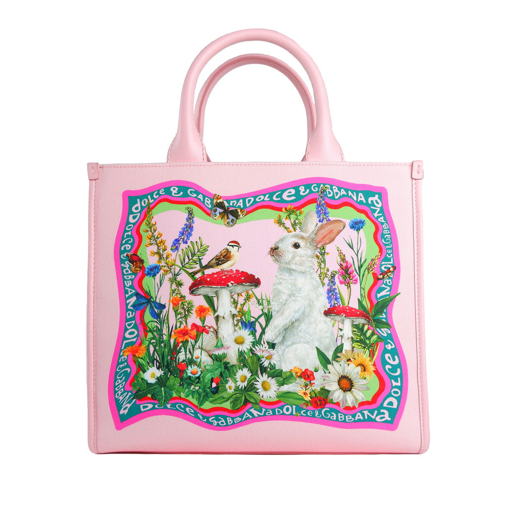 DOLCE & GABBANA－粉色兔年限定帆布手提包
