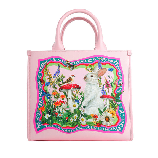 DOLCE & GABBANA－粉色兔年限定帆布手提包