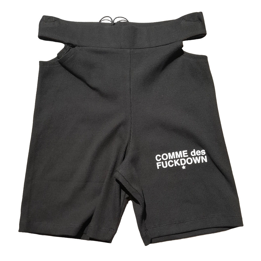 COMME DES FUCKDOWN - 歐美性感款鏤空剪裁休閒黑色短褲