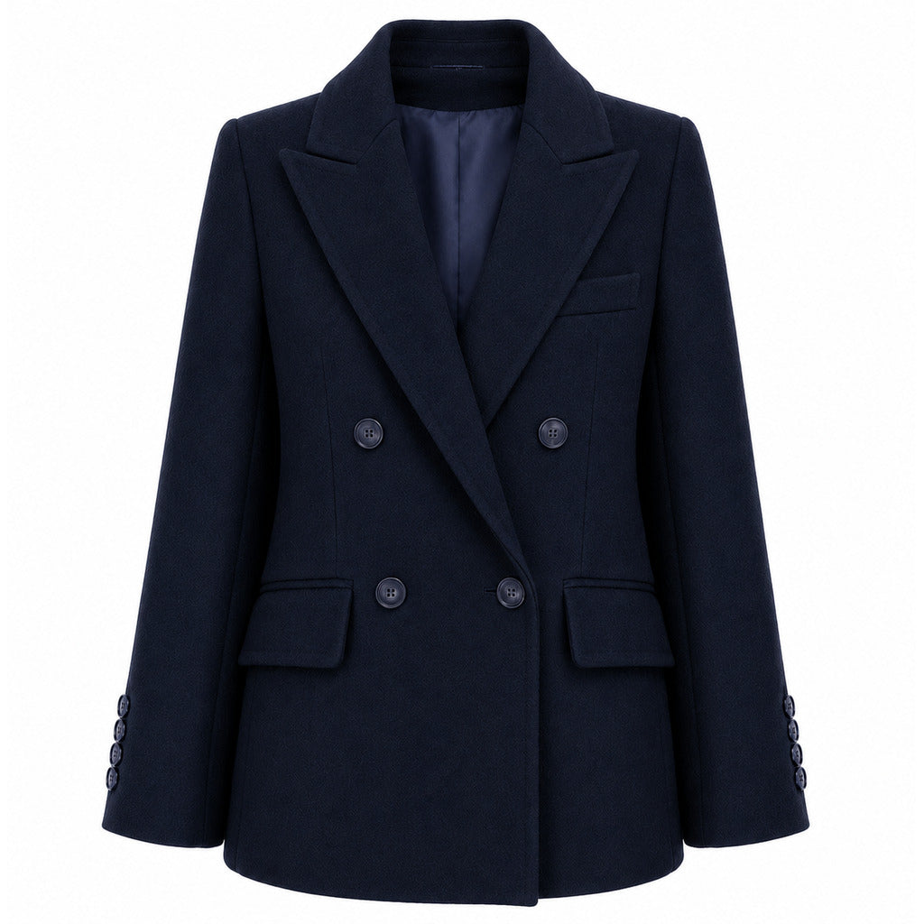 LORO PIANA－經典短版翻領雙排扣羊毛外套