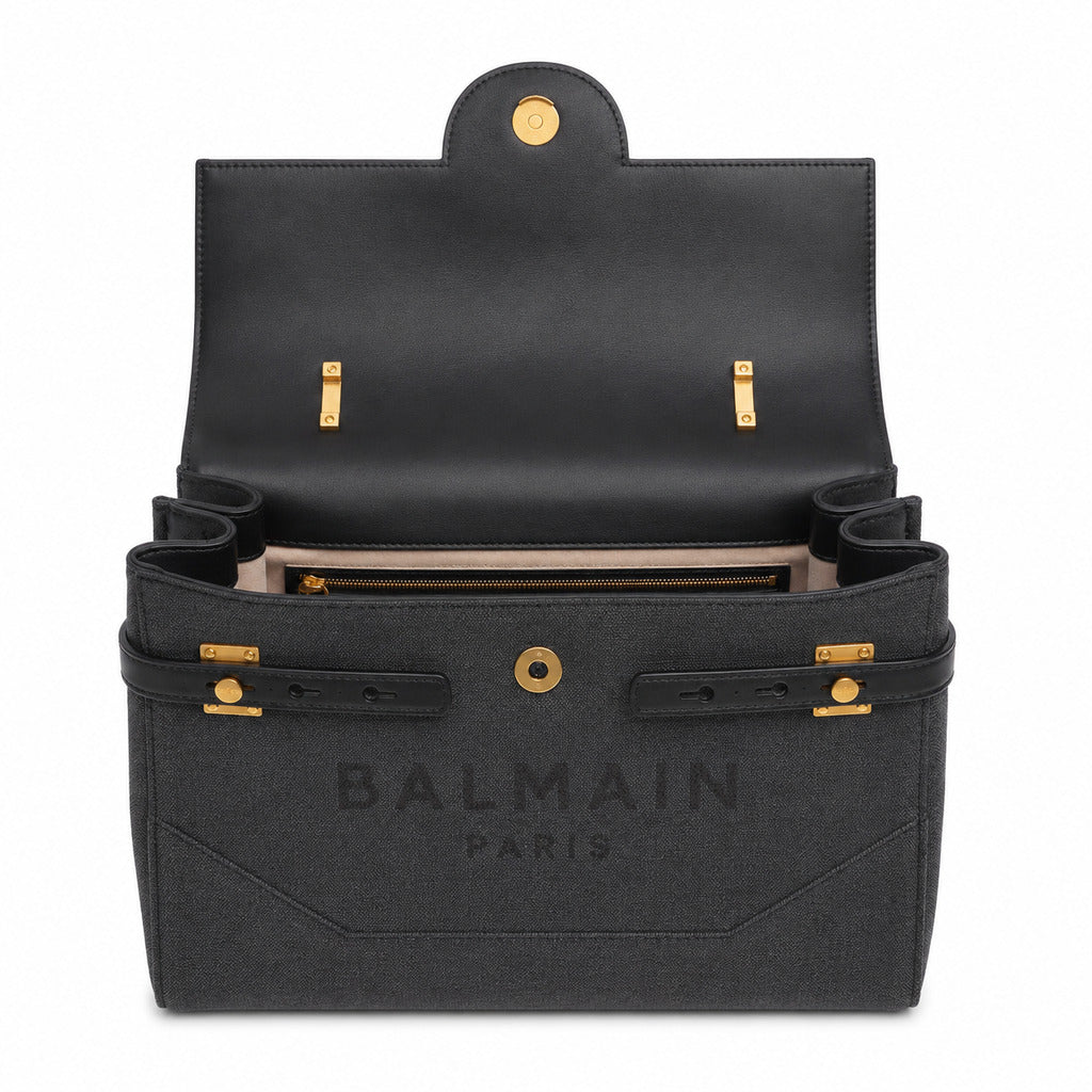 BALMAIN－黑色帆布B-Buzz手提包