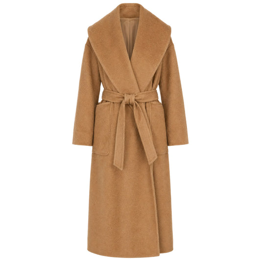 MAX MARA－駝色開襟附腰帶大衣