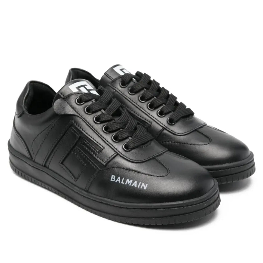 BALMAIN－黑色皮革運動鞋