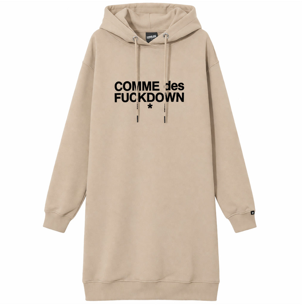 COMME DES FUCKDOWN - 美式街頭風格休閒潮流米色帽T長袖連衣裙