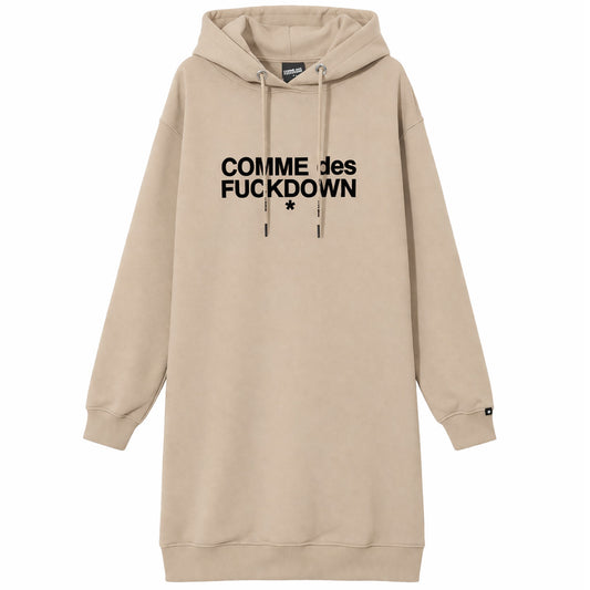 COMME DES FUCKDOWN - 美式街頭風格休閒潮流米色帽T長袖連衣裙