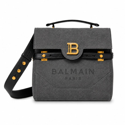 BALMAIN－黑色帆布B-Buzz手提包