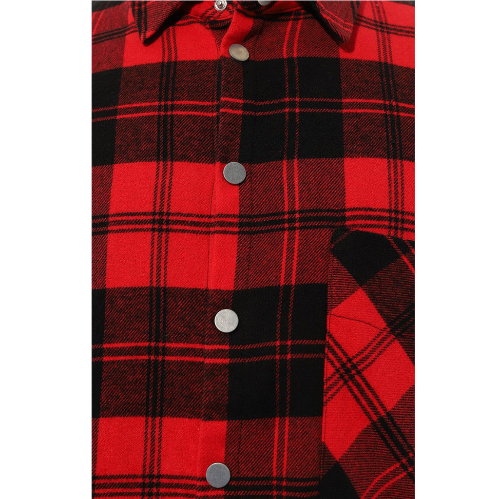 DIEGO VENTURINO - 美式風格義式潮流款紅黑格紋襯衫外套