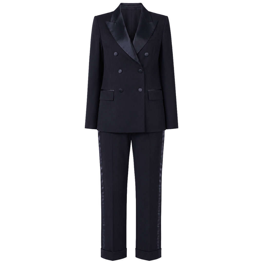 LORO PIANA－藍色/黑色緞領雙排扣兩件式西裝