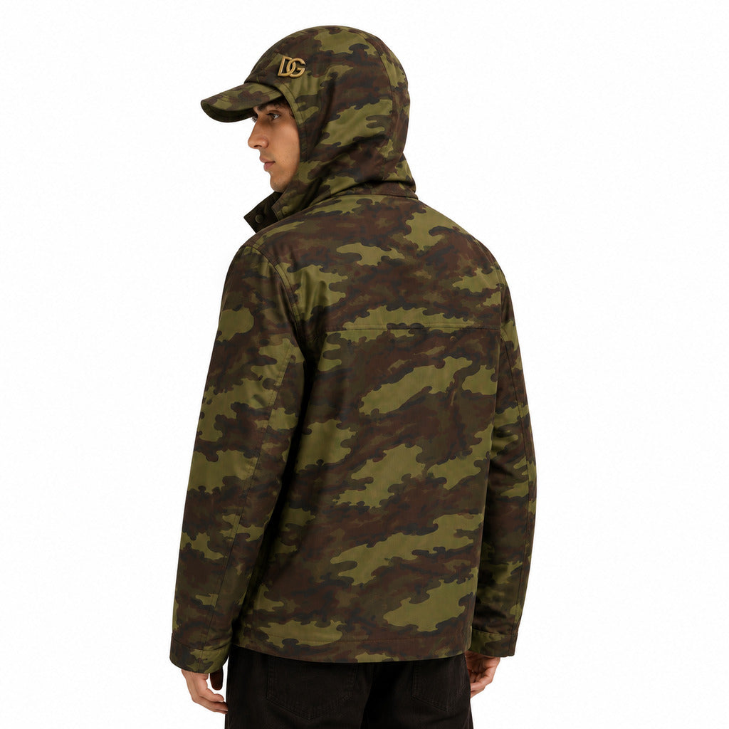 DOLCE & GABBANA－迷彩鈕扣連帽外套