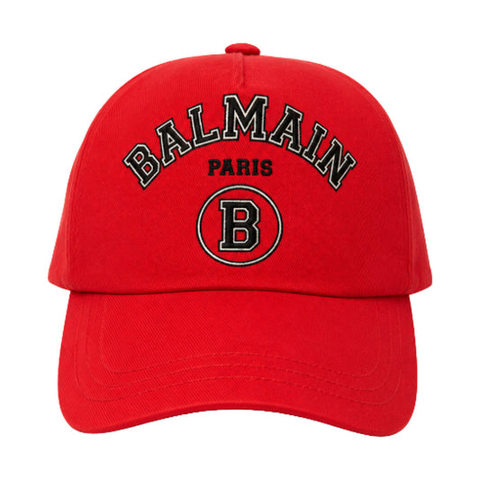 BALMAIN - 法國精品系列品牌標誌戶外休閒橘紅色棒球帽