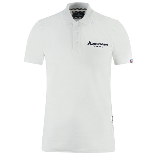 AQUASCUTUM - 英倫風格經典品牌標誌短袖白色POLO衫
