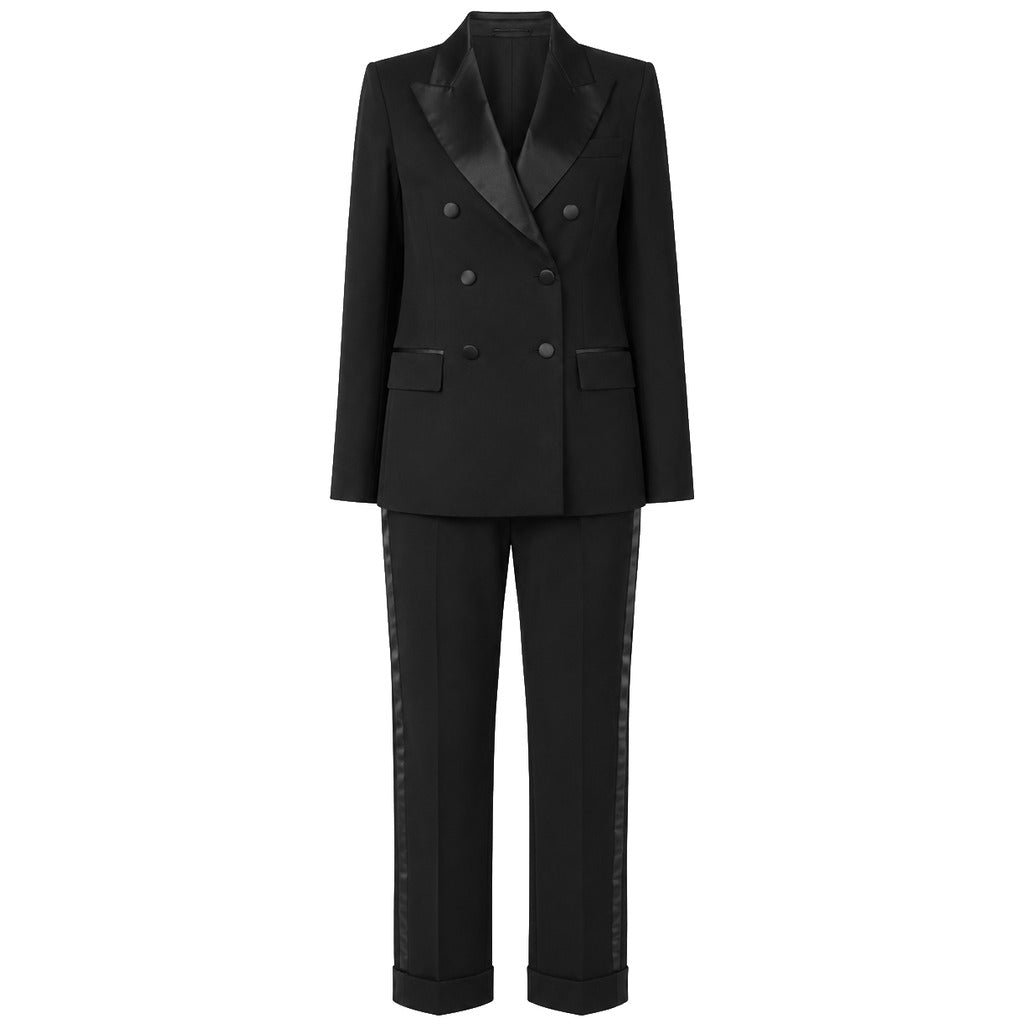 LORO PIANA－藍色/黑色緞領雙排扣兩件式西裝