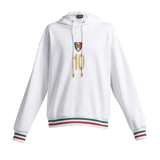 DOLCE & GABBANA－白色義大利國旗滾邊連帽上衣